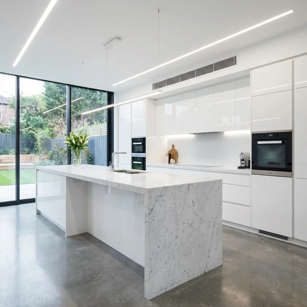 Glossy White Loft Kitchen Design